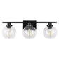 Elegant 25 in. 3-Light Matte Black Bathroom Vanity Light, Modern Farmhouse Wall Sconce with Open Globe Glass Shades