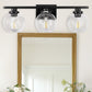 Elegant 25 in. 3-Light Matte Black Bathroom Vanity Light, Modern Farmhouse Wall Sconce with Open Globe Glass Shades