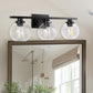 Elegant 25 in. 3-Light Matte Black Bathroom Vanity Light, Modern Farmhouse Wall Sconce with Open Globe Glass Shades