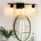 Elegant 25 in. 3-Light Matte Black Bathroom Vanity Light, Modern Farmhouse Wall Sconce with Open Globe Glass Shades