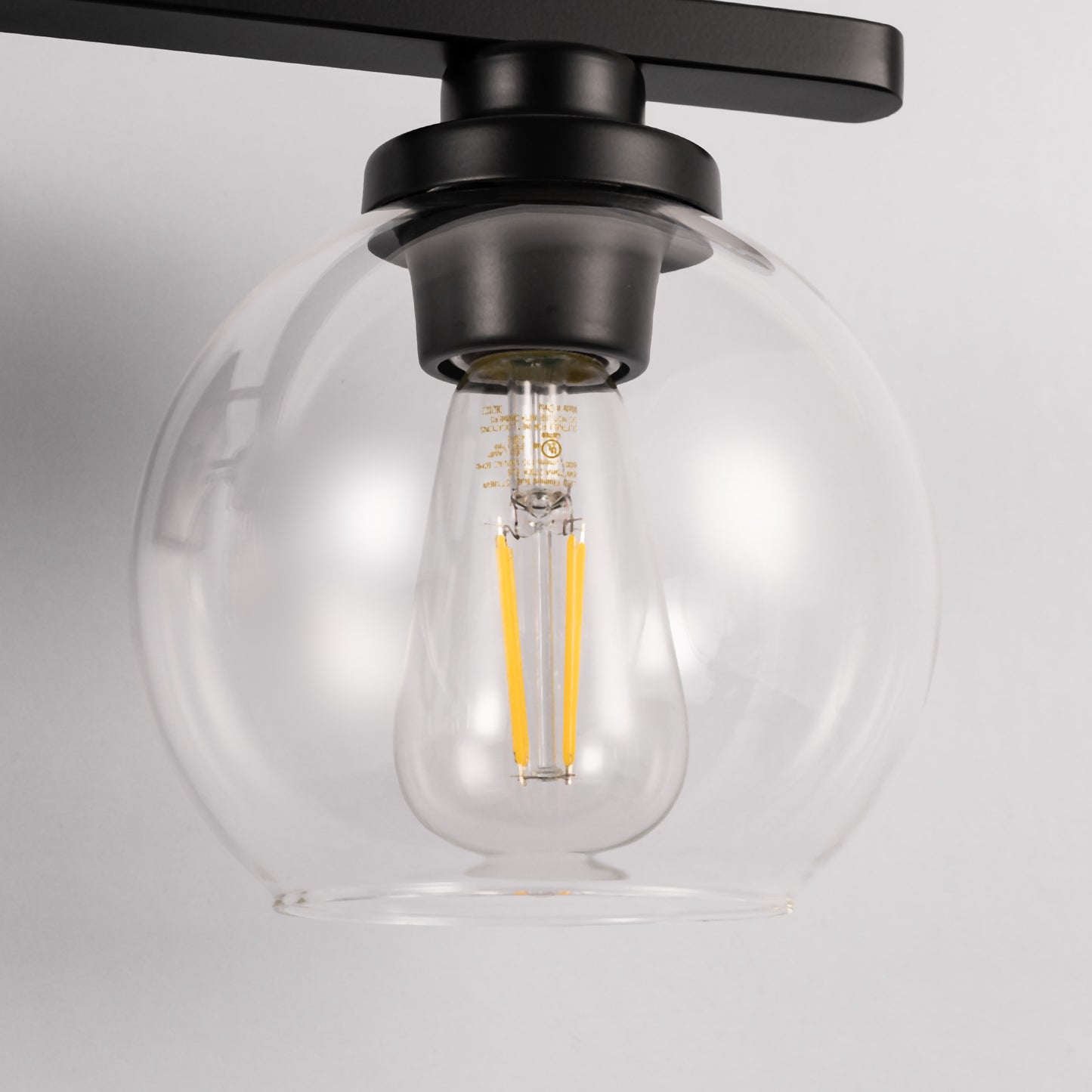 Elegant 25 in. 3-Light Matte Black Bathroom Vanity Light, Modern Farmhouse Wall Sconce with Open Globe Glass Shades
