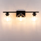 Elegant 25 in. 3-Light Matte Black Bathroom Vanity Light, Modern Farmhouse Wall Sconce with Open Globe Glass Shades