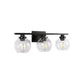 Elegant 25 in. 3-Light Matte Black Bathroom Vanity Light, Modern Farmhouse Wall Sconce with Open Globe Glass Shades