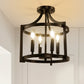 4-Light Black Drum Pendant Light, Convertible Semi Flush Mount Ceilingfor Dining Room,Bedroom, Foyer, Entryway