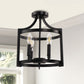 4-Light Black Drum Pendant Light, Convertible Semi Flush Mount Ceilingfor Dining Room,Bedroom, Foyer, Entryway