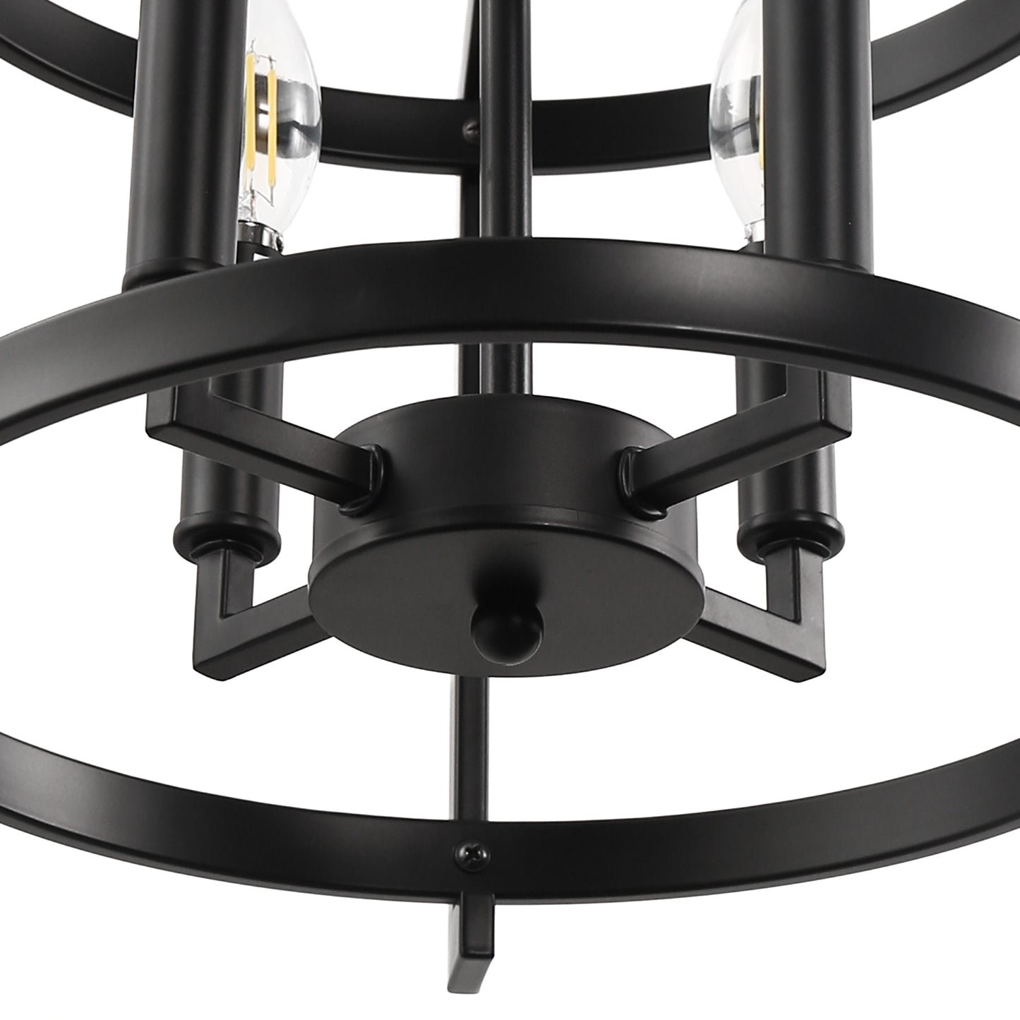 4-Light Black Drum Pendant Light, Convertible Semi Flush Mount Ceilingfor Dining Room,Bedroom, Foyer, Entryway