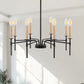 8 Light Modern Farmhouse Black and Gold Chandelier for Dining Room Over Table,Hanging Ceiling Candle Chandeliers