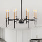 8 Light Modern Farmhouse Black and Gold Chandelier for Dining Room Over Table,Hanging Ceiling Candle Chandeliers