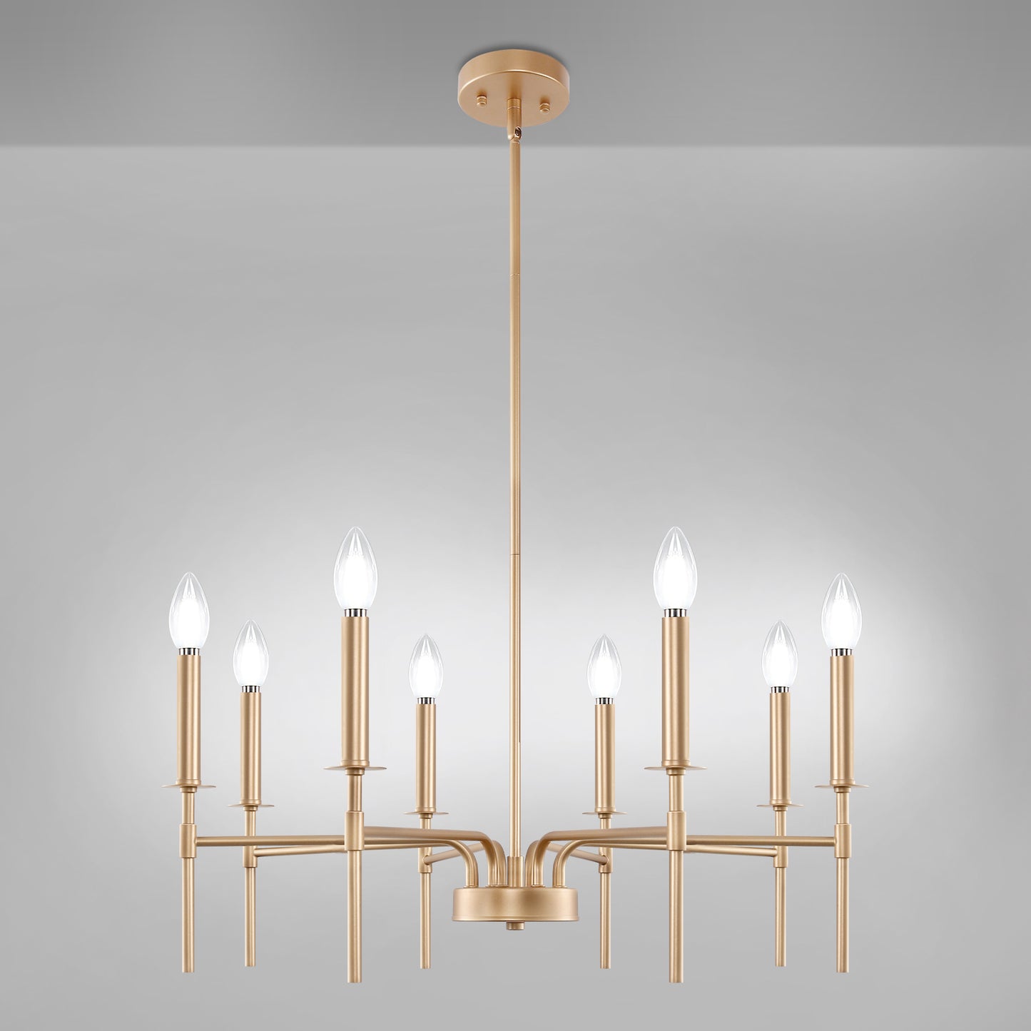 8-Light Modern Farmhouse Gold Chandelier for Dining Room Over Table,Hanging Ceiling Candle Chandeliers