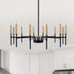 12-Light Modern Farmhouse Black and Gold Chandelier for Dining Room Over Table,Hanging Ceiling Candle Chandeliers
