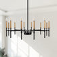 12-Light Modern Farmhouse Black and Gold Chandelier for Dining Room Over Table,Hanging Ceiling Candle Chandeliers