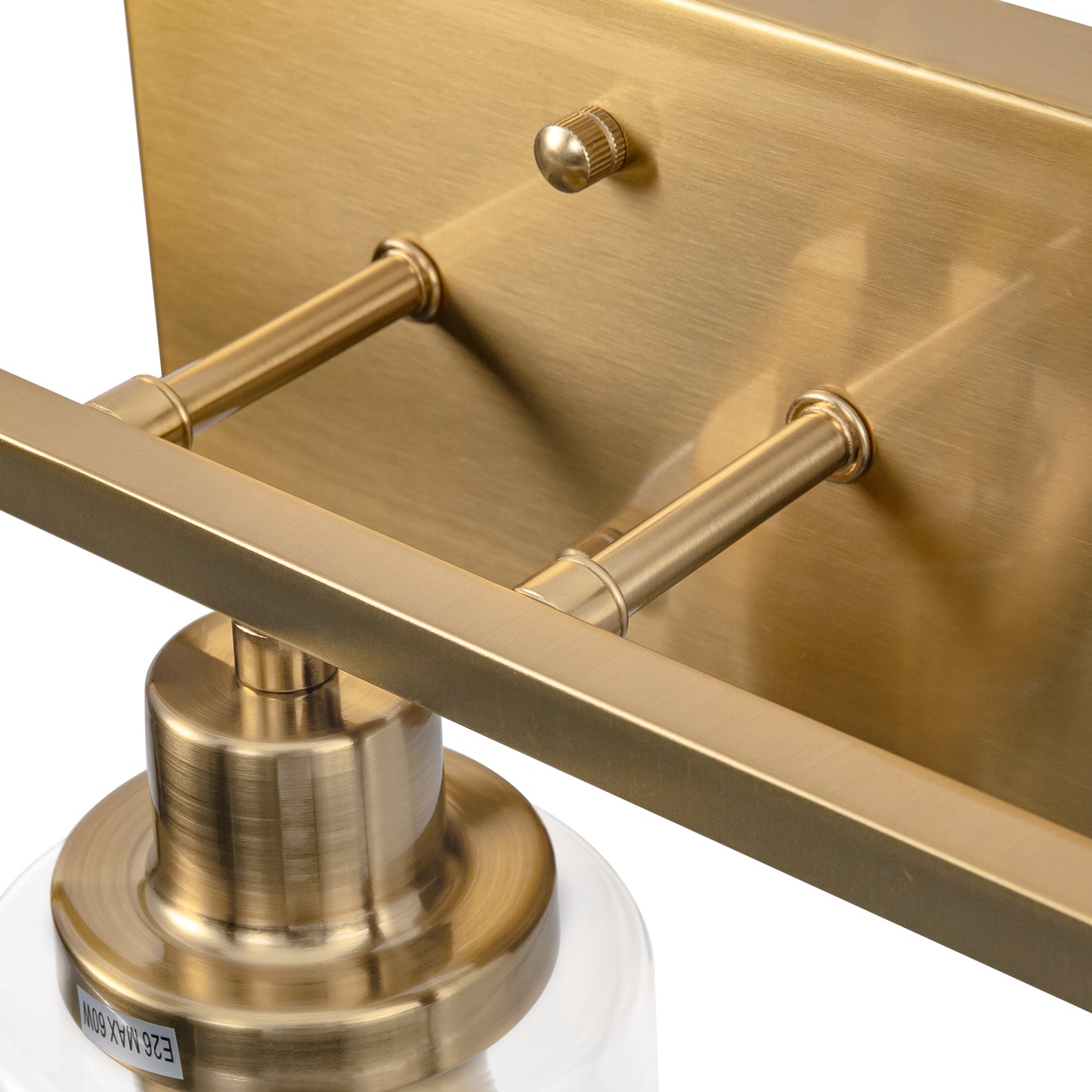 24 in. 3-Light Industrial Gold Vanity Light Fixtures for Bathroom with Clear Glass Shades