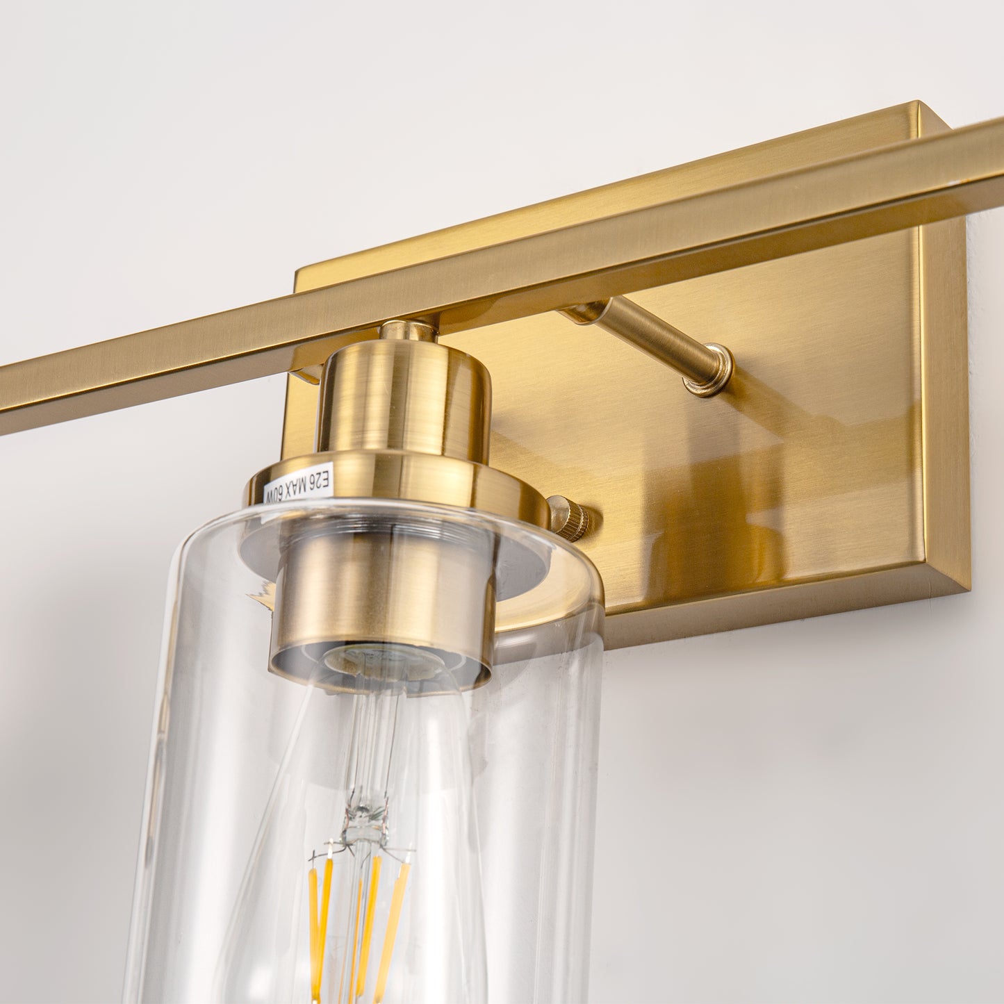 24 in. 3-Light Industrial Gold Vanity Light Fixtures for Bathroom with Clear Glass Shades
