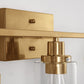 24 in. 3-Light Industrial Gold Vanity Light Fixtures for Bathroom with Clear Glass Shades