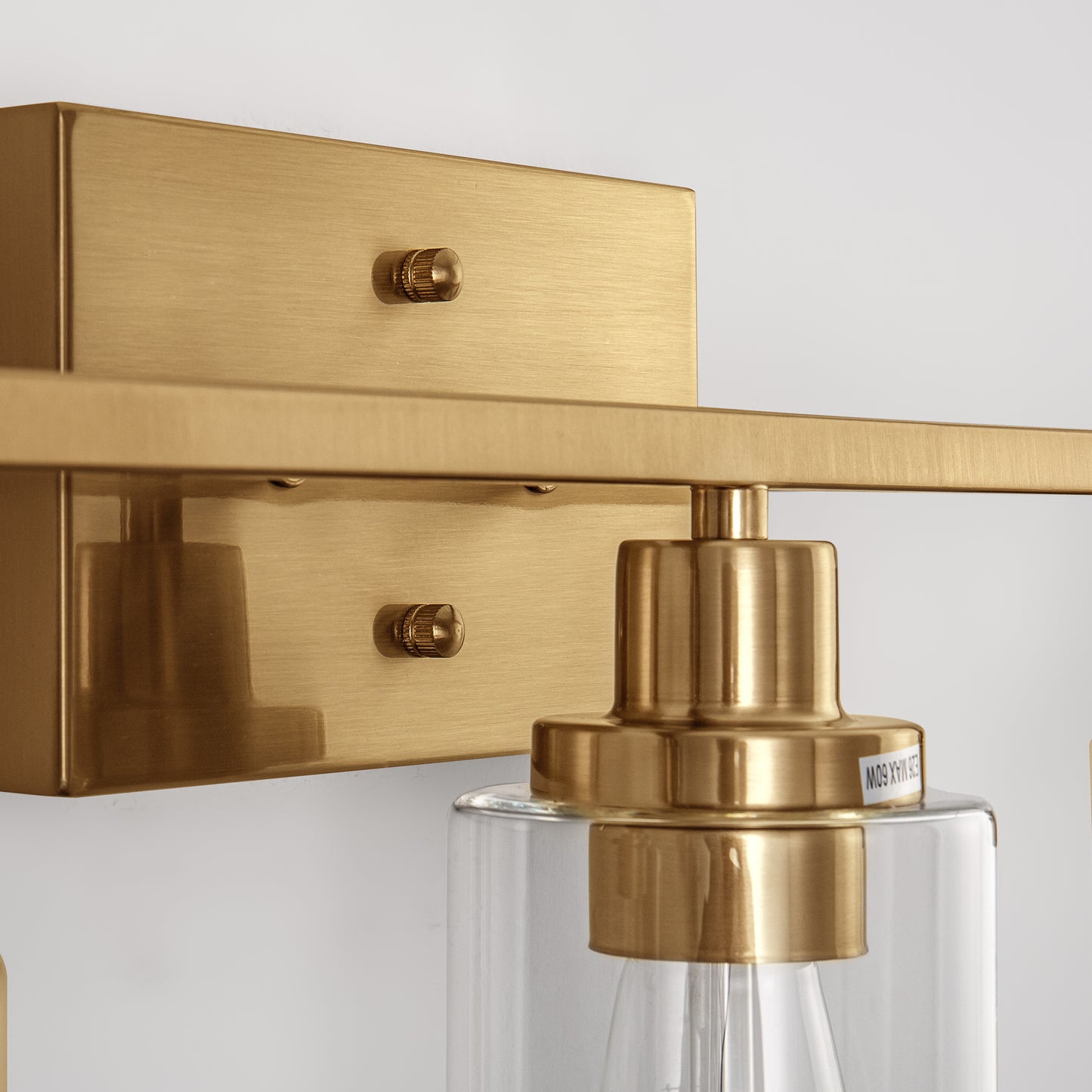 24 in. 3-Light Industrial Gold Vanity Light Fixtures for Bathroom with Clear Glass Shades