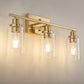24 in. 3-Light Industrial Gold Vanity Light Fixtures for Bathroom with Clear Glass Shades