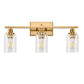 24 in. 3-Light Industrial Gold Vanity Light Fixtures for Bathroom with Clear Glass Shades