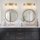 24 in. 3-Light Industrial Gold Vanity Light Fixtures for Bathroom with Clear Glass Shades