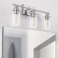 24 in. 3-Light Industrial Brushed Nickel Vanity Light Fixtures for Bathroom with Clear Glass Shades