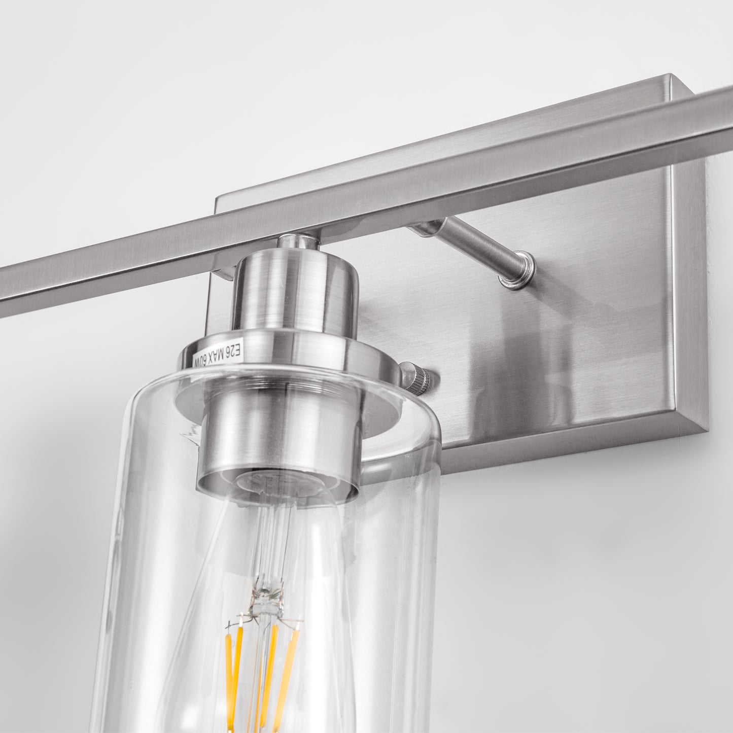 24 in. 3-Light Industrial Brushed Nickel Vanity Light Fixtures for Bathroom with Clear Glass Shades