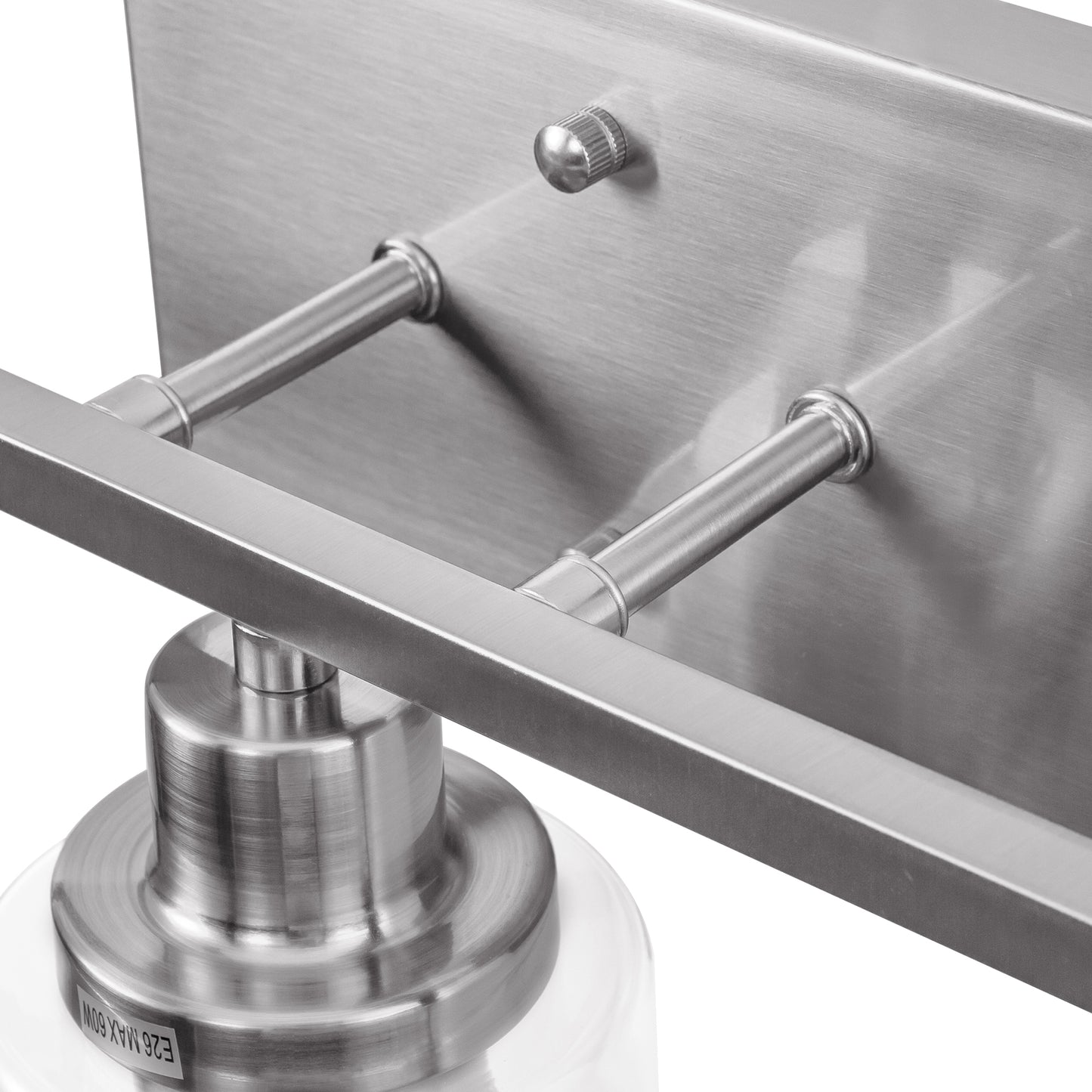 24 in. 3-Light Industrial Brushed Nickel Vanity Light Fixtures for Bathroom with Clear Glass Shades