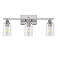 24 in. 3-Light Industrial Brushed Nickel Vanity Light Fixtures for Bathroom with Clear Glass Shades