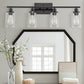 32 in. 4-Light Industrial Matte Black Vanity Light Fixtures for Bathroom with Clear Glass Shades