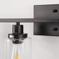 32 in. 4-Light Industrial Matte Black Vanity Light Fixtures for Bathroom with Clear Glass Shades