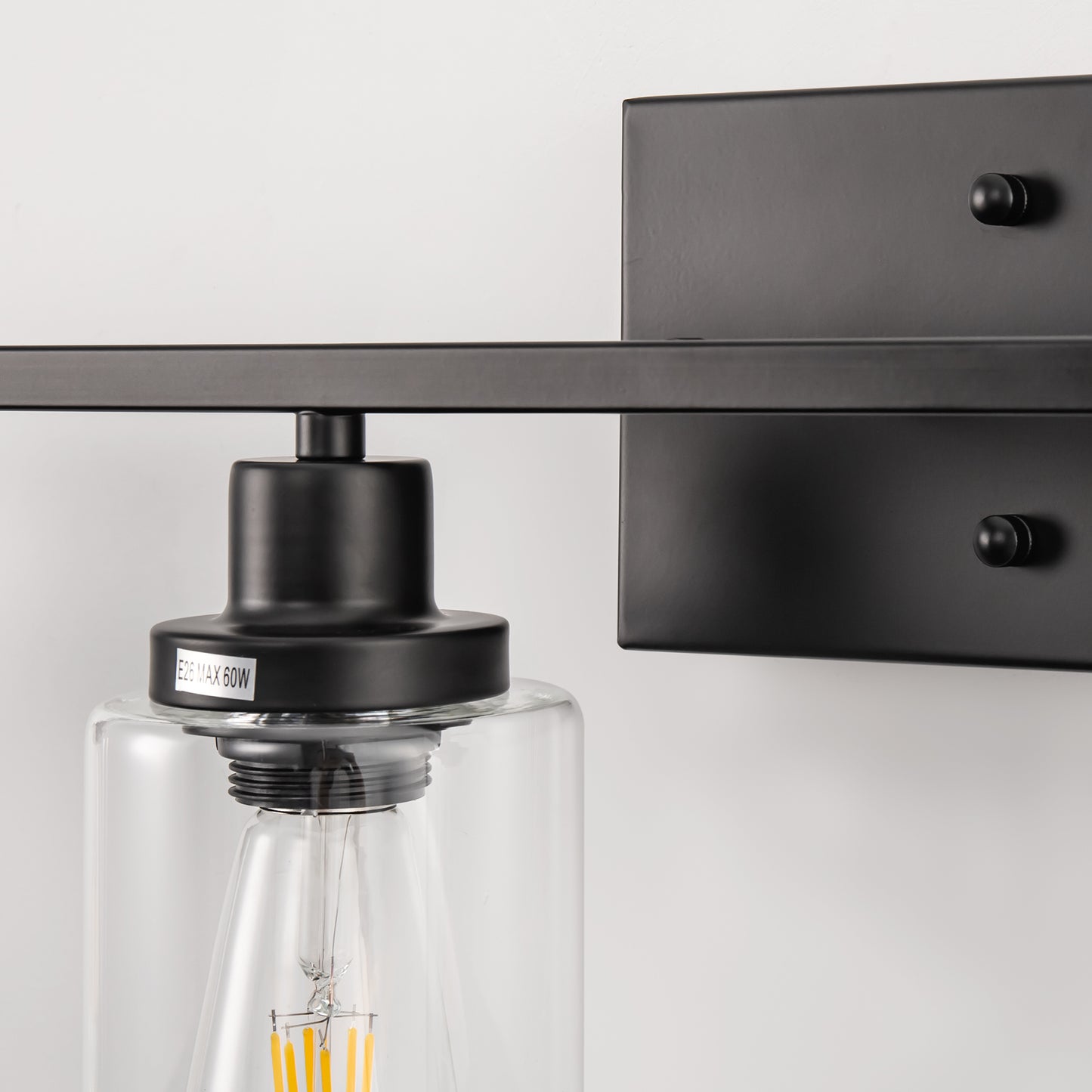 32 in. 4-Light Industrial Matte Black Vanity Light Fixtures for Bathroom with Clear Glass Shades