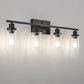 32 in. 4-Light Industrial Matte Black Vanity Light Fixtures for Bathroom with Clear Glass Shades