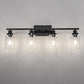 32 in. 4-Light Industrial Matte Black Vanity Light Fixtures for Bathroom with Clear Glass Shades