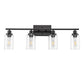 32 in. 4-Light Industrial Matte Black Vanity Light Fixtures for Bathroom with Clear Glass Shades