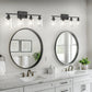 32 in. 4-Light Industrial Matte Black Vanity Light Fixtures for Bathroom with Clear Glass Shades