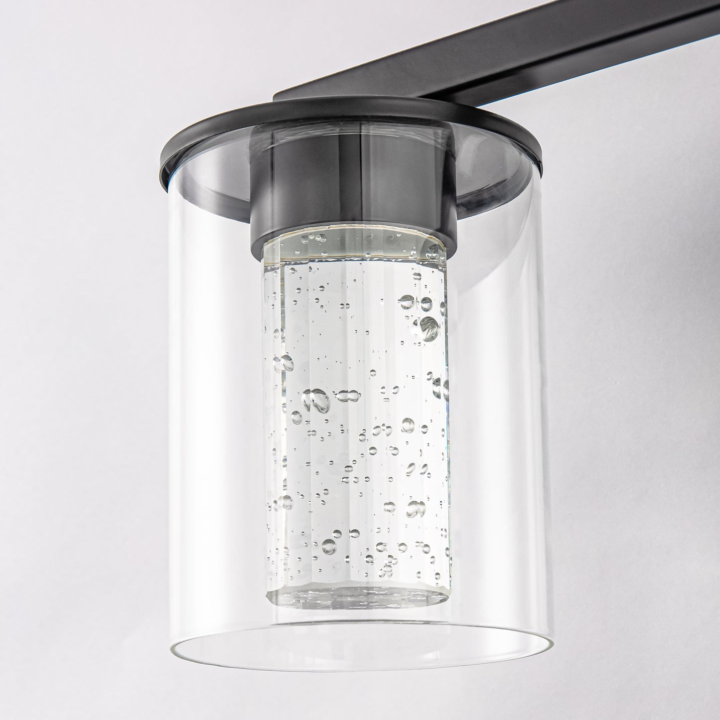 18 in. Modern 3-Light Black Crystal LED Vanity Light with Clear Glass Shades, Dimmable Lighting