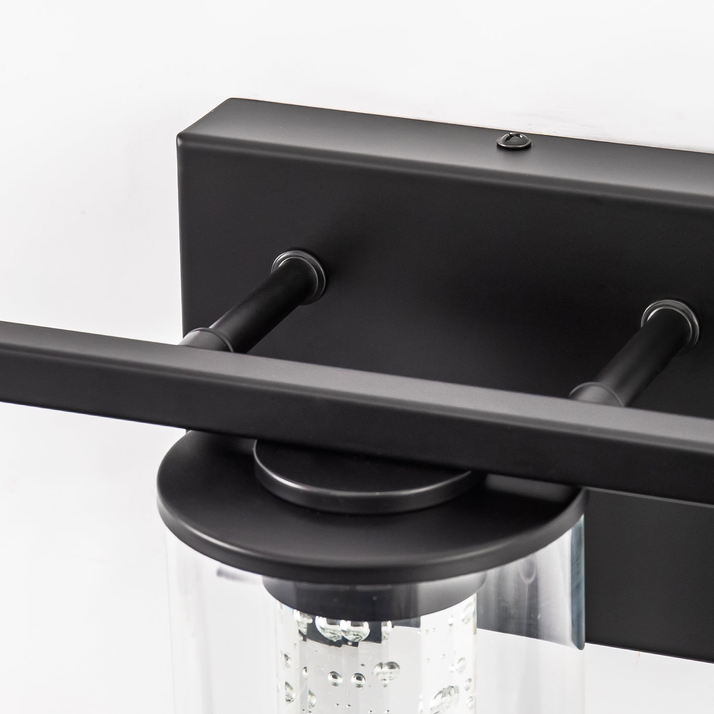 18 in. Modern 3-Light Black Crystal LED Vanity Light with Clear Glass Shades, Dimmable Lighting