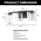 18 in. Modern 3-Light Black Crystal LED Vanity Light with Clear Glass Shades, Dimmable Lighting