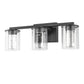 18 in. Modern 3-Light Black Crystal LED Vanity Light with Clear Glass Shades, Dimmable Lighting