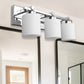 22 in. 3-Light Chrome Bathroom Vanity Light with Milk White Glass Shades for Mirror