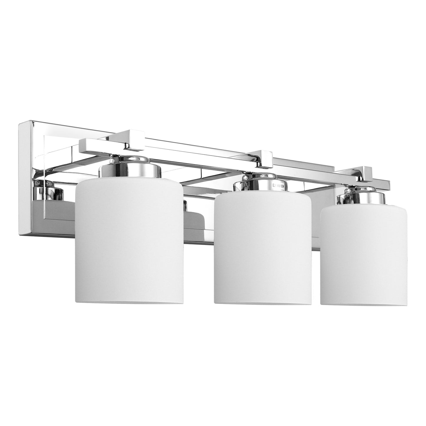 22 in. 3-Light Chrome Bathroom Vanity Light with Milk White Glass Shades for Mirror