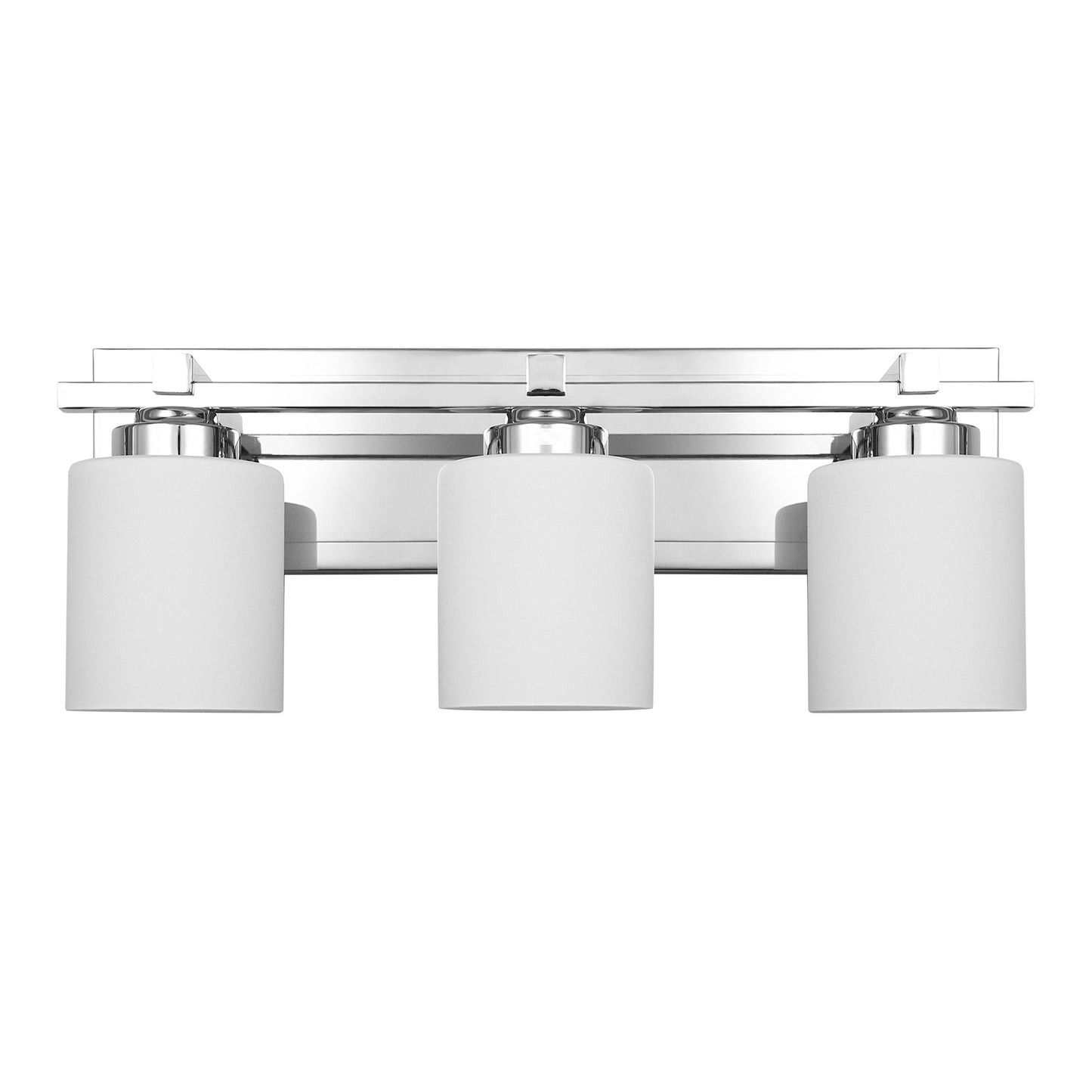 22 in. 3-Light Chrome Bathroom Vanity Light with Milk White Glass Shades for Mirror