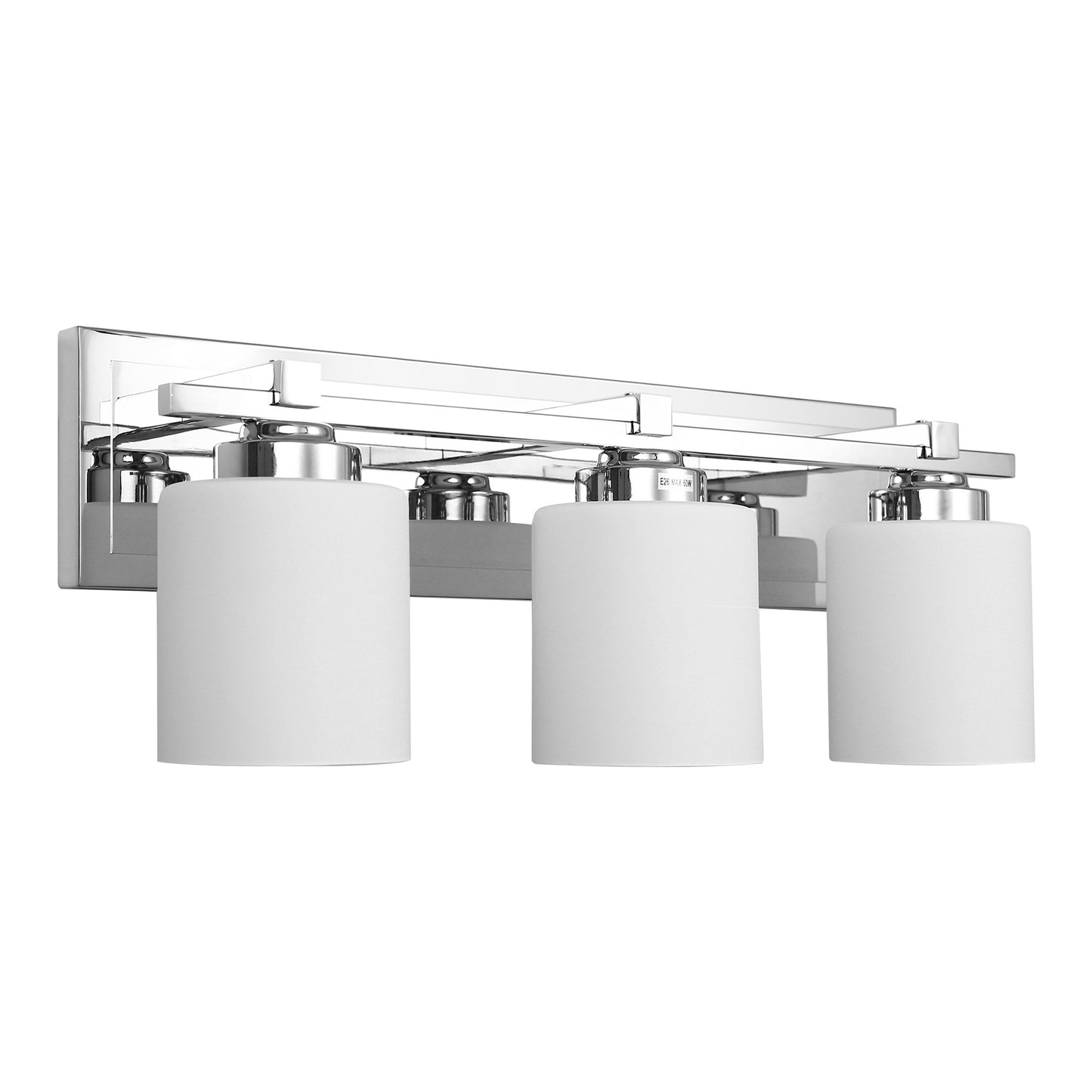 22 in. 3-Light Chrome Bathroom Vanity Light with Milk White Glass Shades for Mirror