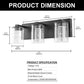 17 in. 3-Light Integrated LED Bathroom Black Vanity Light with Crystal Accents, Dimmable and Adjustable Lighting