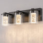 17 in. 3-Light Integrated LED Bathroom Black Vanity Light with Crystal Accents, Dimmable and Adjustable Lighting