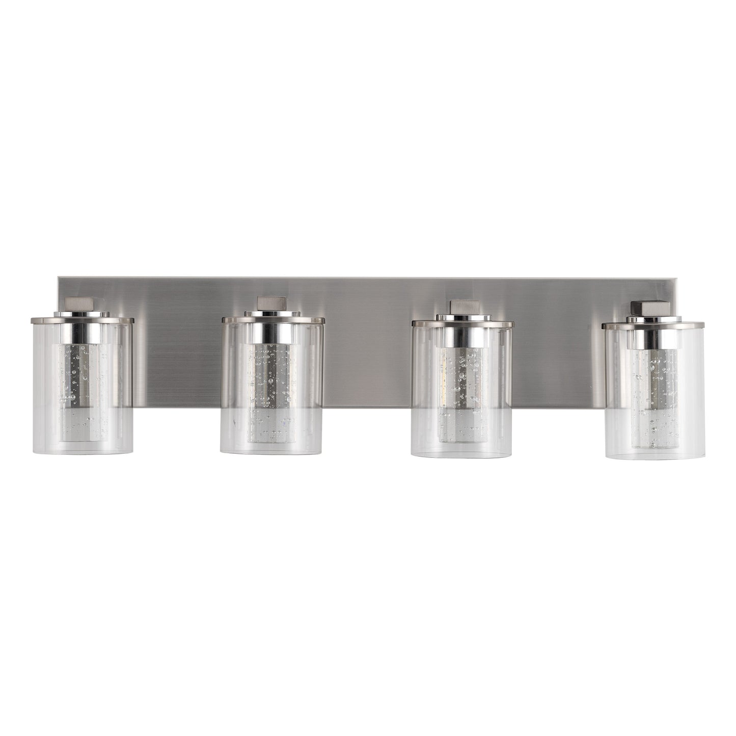 YANSUN 24 in. 4-Light Brushed Nickel Integrated LED Bathroom Vanity Light Fixture Dimmable with White/Neutral/Warm Light