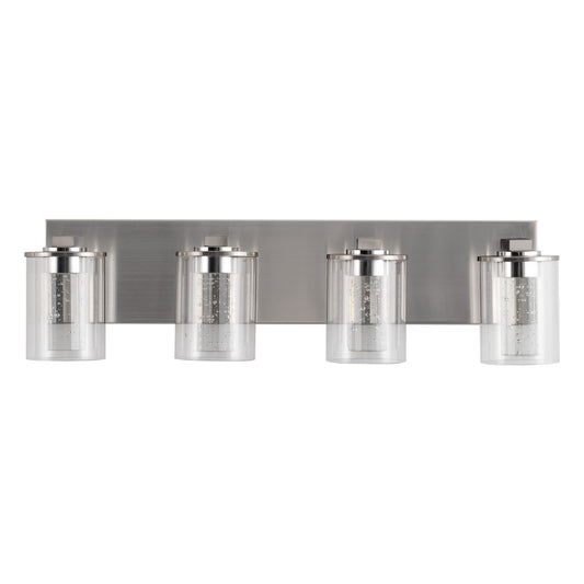 YANSUN 24 in. 4-Light Brushed Nickel Integrated LED Bathroom Vanity Light Fixture Dimmable with White/Neutral/Warm Light