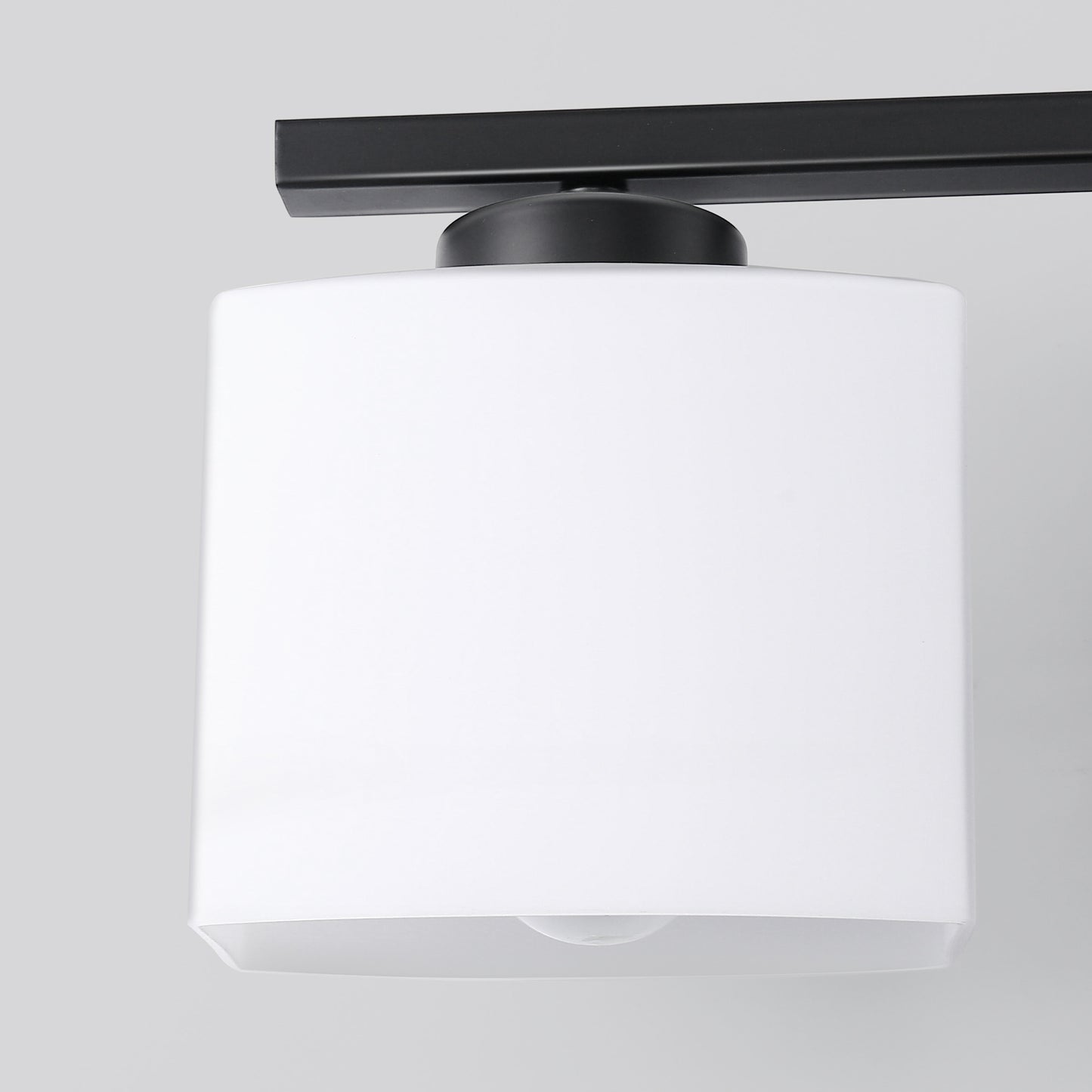 22 in. 3 Light Matte Black Modern Square Vanity Light for Bathroom, Bedroom, Living Roomwith Milk White Shades