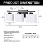 22 in. 3 Light Matte Black Modern Square Vanity Light for Bathroom, Bedroom, Living Roomwith Milk White Shades