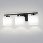 22 in. 3 Light Matte Black Modern Square Vanity Light for Bathroom, Bedroom, Living Roomwith Milk White Shades