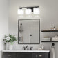 22 in. 3 Light Matte Black Modern Square Vanity Light for Bathroom, Bedroom, Living Roomwith Milk White Shades