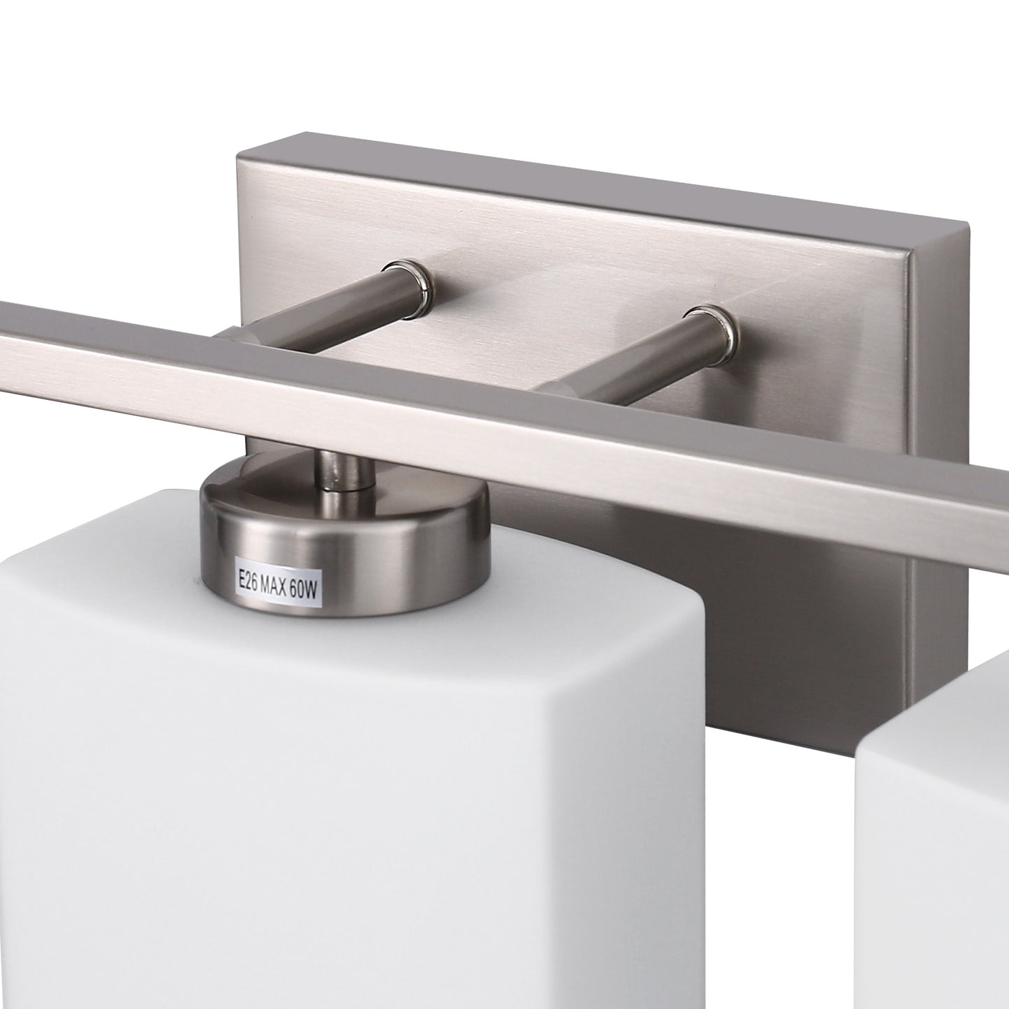 22 in. 3 Light Nickel Modern Square Vanity Light for Bathroom, Bedroom, Hallway with Milk White Glass Shades